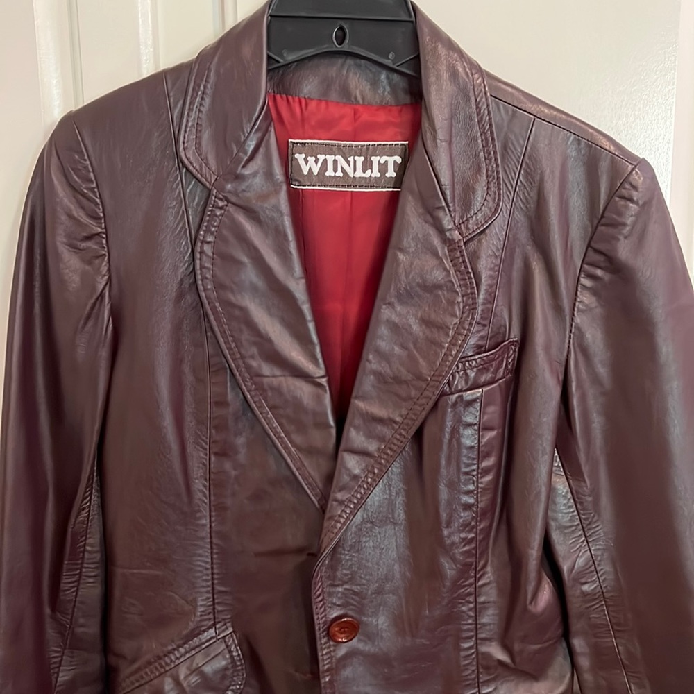 Winlet Women’s leather jacket blazer lined Jr. Sz 5 like NEW Vintage